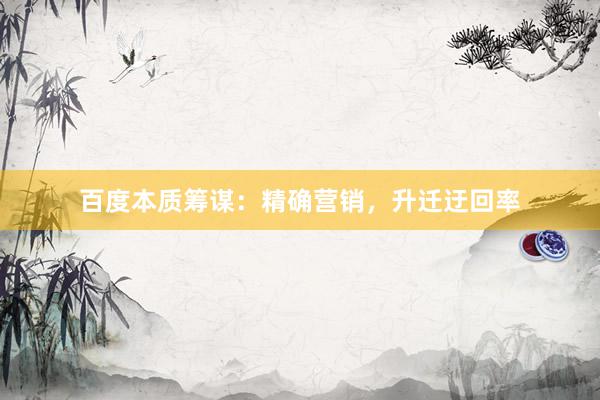 百度本质筹谋：精确营销，升迁迂回率